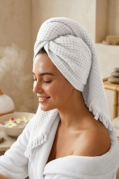 Nilteks %100 Pamuk Waffle Desenli El ve Baş Havlusu - 50x90 cm - Beyaz