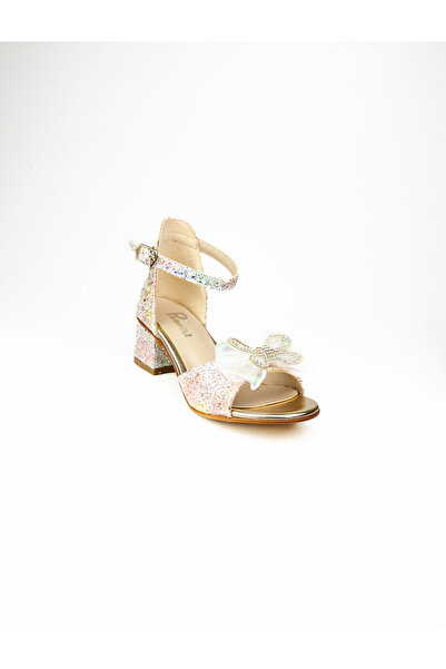 Minican 640 Gold Glittery Heeled Girls' Evening Dress Shoes