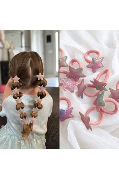 The Cloudish Shop Set de 10 agrafe pentru fetițe, agrafe din cauciuc, stea st...