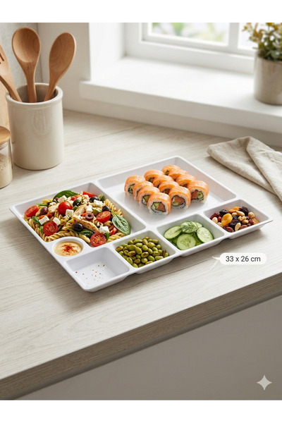 BİODATA Melamine 33X26 cm Multi-Compartment Breakfast Plate - Table D'Hôte Se...