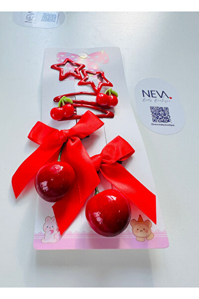 Neva Baby Boutique 6-Piece Cherry Girls' Buckle Set |   2 Pcs: Cherry Bow Ton...