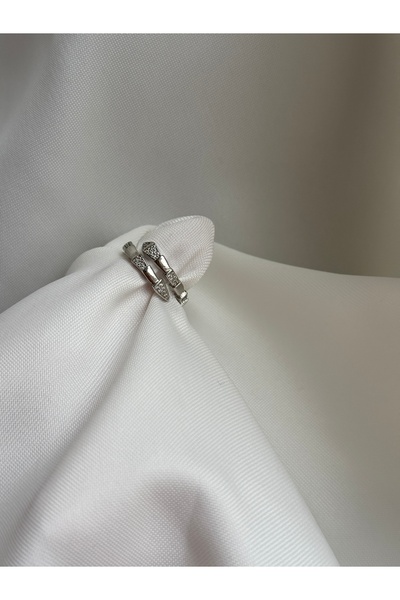 lotusbybuket 100% Steel Zircon Stone Snake Model Silver/Silver Ring