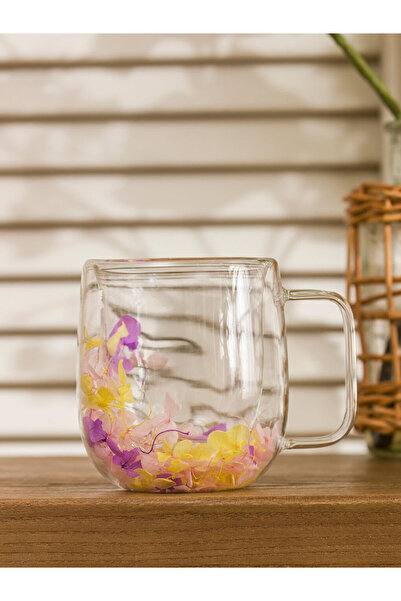 LC Waikiki Rmz Gi̇yi̇m Farkiyla Double Walled Floral Glass Mug 350 ml