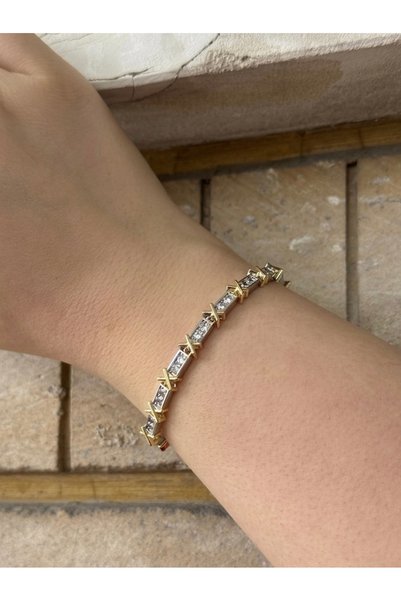 lotusbybuket Stainless Steel Silver/Silver Zircon Stone Bracelet