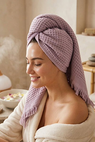 Nilteks %100 Pamuk Waffle Desenli El ve Baş Havlusu - 50x90 cm - Lila