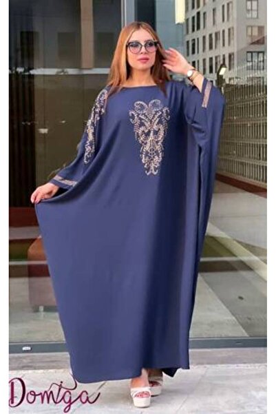 domiga Luxury Navy Blue Jalabiya - Maxi Crepe - Long Sleeves