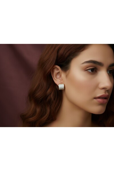 Zirkon Taşlı İşlemeli Xuping Halka Küpe Kalın Model