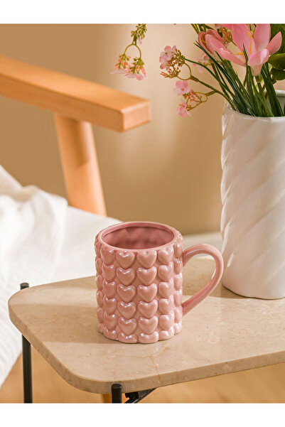 LC Waikiki Rmz Gi̇yi̇m Farkiyla Heart Embroidered Ceramic Mug 350 ml