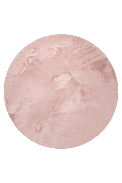 Turkrugs Velora Serisi Pembe Yuvarlak Tavşan Peluş Halı – Ultra Yumuşak Kayma...