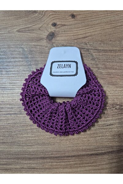 Zelayn Χειροποίητο πλεκτό μωβ κλιπ μαλλιών με κότσο