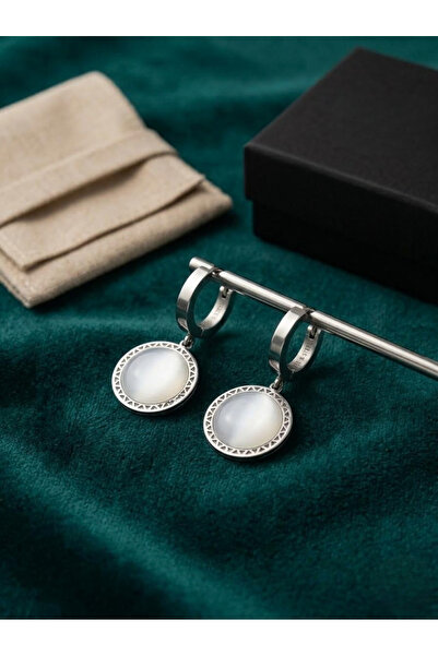 TAKVANOV Natural Stone Disc Dangle Earrings – Modern Minimal Women's Earrings