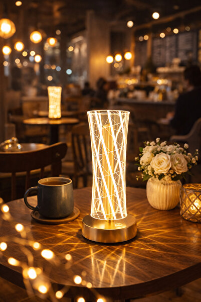 newar Şarjlı Kristal LED Masa Lambası – Dokunmatik 3 Renk Işıklı Dekoratif Ge...