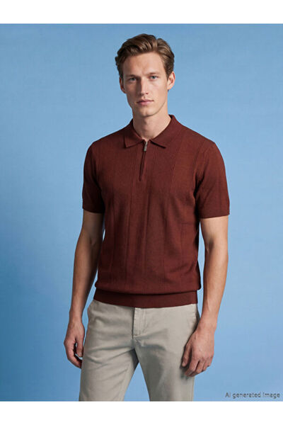 LC Waikiki تي شيرت تريكو رجالي بياقة روبا مطوية من UZG STORE