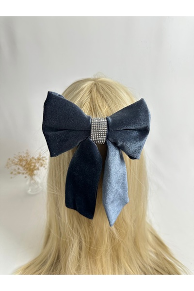 MegssStore Anthracite Stone Velvet Bow Automatic Buckle