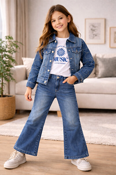 Uğur bebe Set de blugi pentru fete Stoned denim Jachetă de blugi Pantaloni de...