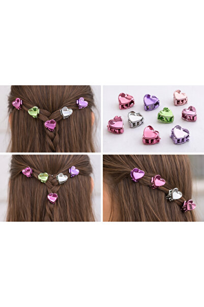 NEHİRDEN 10 Adet Metalik Mini Mandal Toka Kalp Mandal Toka