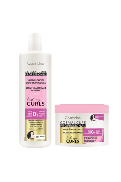 COSMALINE Set profesional Bucle definite & Hidratare Păr Creț: Șampon 500 ml ...