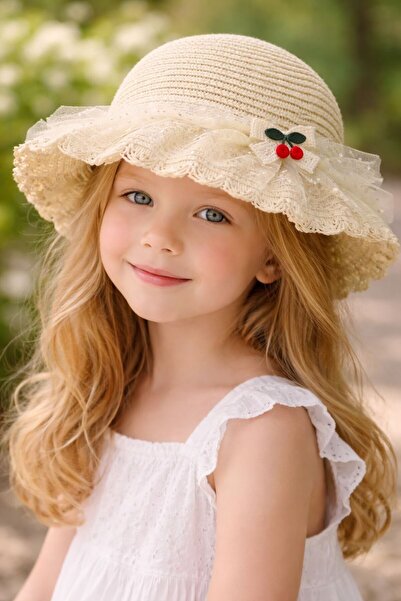EMKSHOP Cheery Princess Tulle Straw Hat