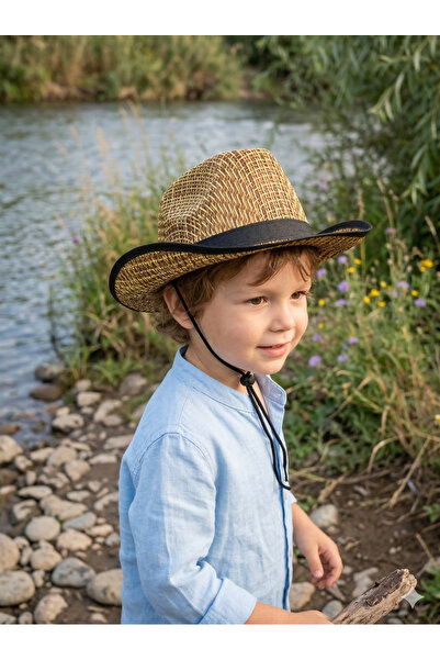 PIECE SIGNATURE قبعة شمسية من القش للأطفال (3-8 سنوات) (للجنسين)