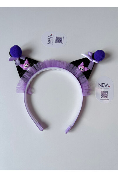 Neva Baby Boutique Kuromi Temalı Tül ve Ponpon Detaylı Özel Tasarım Taç | Kur...