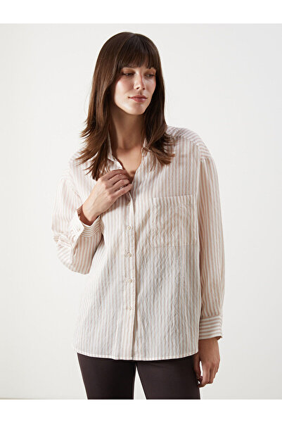 LC Waikiki Nevavm Striped Oversize Women's Shirt with a Difference