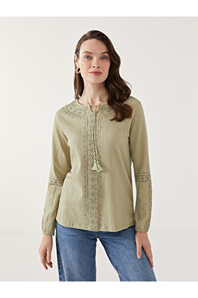 LC Waikiki Rmz Gi̇yi̇m Farkiyla Tied Roba Collar Floral Women's Blouse