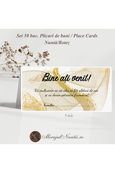 Proprie Set 50 buc. Plicuri de Bani Nuntă/Botez & Place Cards, Model C.10006....