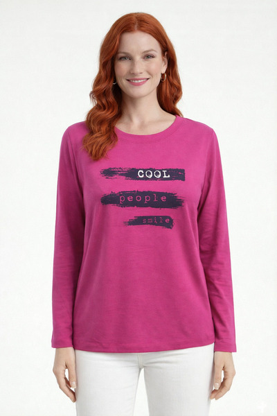 Neden Tekstil Cool People Printed Long Sleeve Pink Women's Blouse