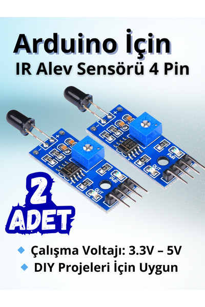 Arduino 2-adet 4Pin IR Alev Sensörü (Flame Sensor) 3.3V–5V