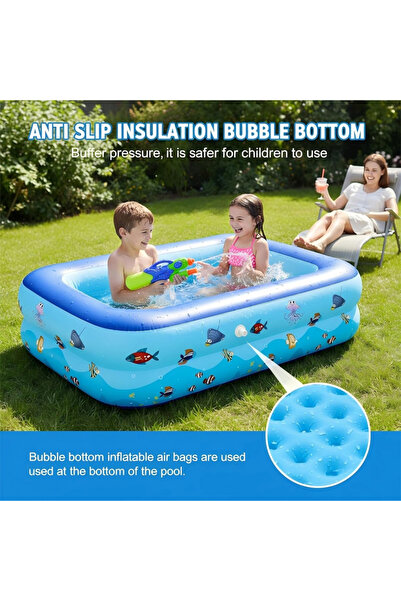Sumkyle 1.2m Inflatable Pool Oversized Thickened Family Blow Up Pools, Rectan...