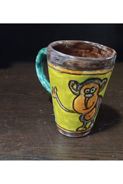 esdekor كوب سيراميك كبير مصنوع يدويًا 7×11 سم قطعة واحدة