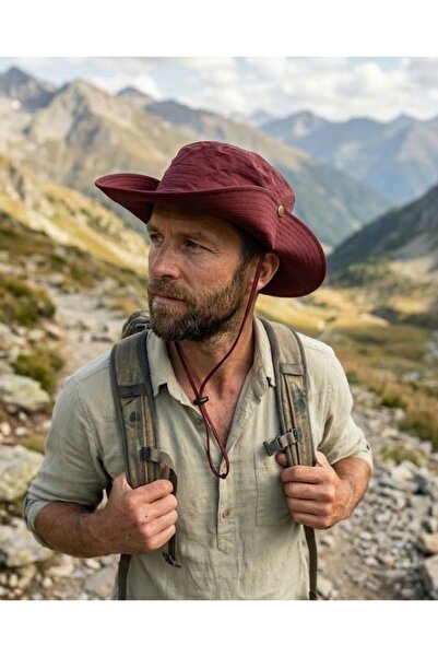 LAGRANZE Erkek Geniş Kenarlı Outdoor Ayarlanabilir İpli Safari Yazlık Hafif K...