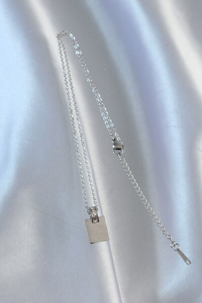 cleovibe 316L Steel Chain Silver Color Zircon Stone Love Letter Necklace