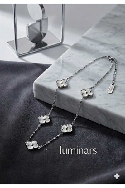 Luminars Silver Color Five-Leaf Steel Clover Necklace