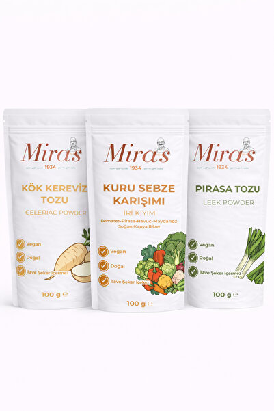 Miras 1934 Sebze Paketi - Kök Kereviz Tozu - Karışık Sebze Kurusu - Pırasa Ku...