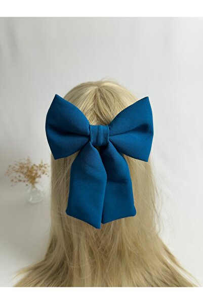 MegssStore مشبك أوتوماتيكي مزدوج كريب فيونك باللون الأزرق البترولي