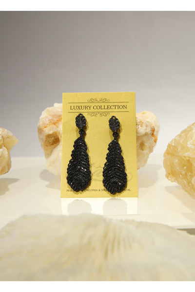 CHARM Midnight Feather Earrings – Feather with black crystals