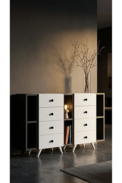 Projemob Miramob 8 Çekmeceli ve 6 Bölmeli Modern Şifonyer Geniş Konsol Saklam...