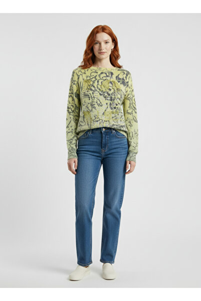 Neden Tekstil Artistic Pattern Textured Yellow Knitwear Sweater