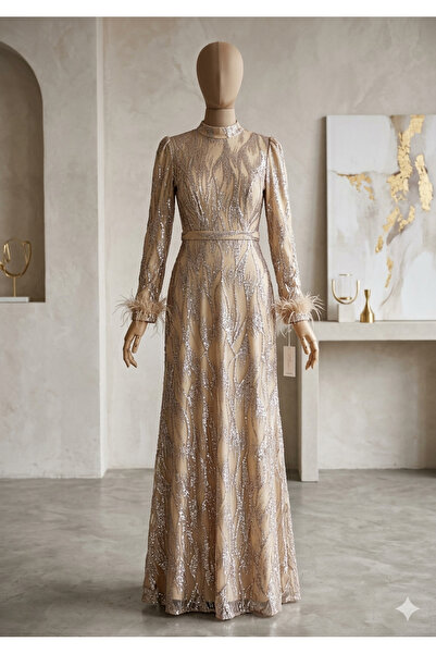 MODA kol püsküllü sim detaylı abiye