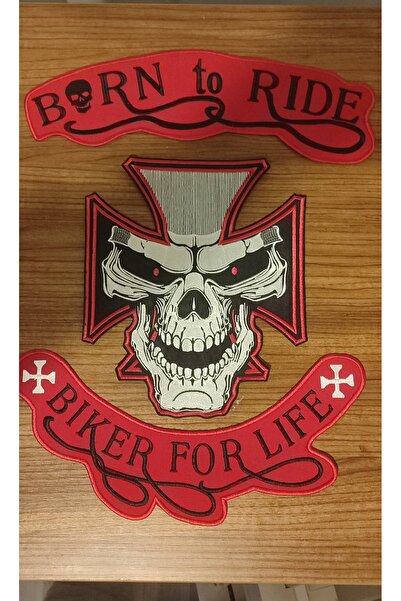 Özden Nakış Büyük boy chopper motorcu sırt patch,üç parça