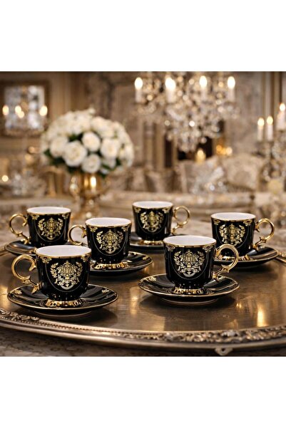 decovien Zarif Ve Şık Tasarımlı 6 Kişilik 12 Parça Türk Kahve Fincan Takımı