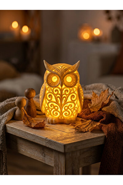Pienar PML-007 Baykuş LED Mumluk | Dekoratif Masa Lambası | Ortam Aydınlatma ...