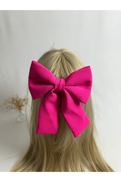 MegssStore مشبك أوتوماتيكي مزدوج بفيونكة كريب باللون الوردي