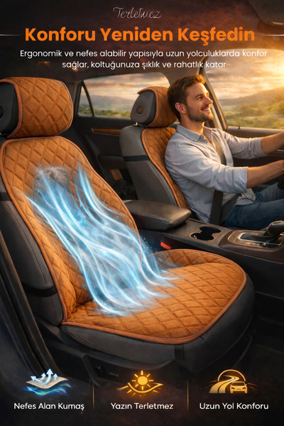 e-biz Oto Koltuk Kılıfı Tay Tüyü 2'li Ön Minder – Terletmez, Kaymaz, Sıvıya Dayanıklı, Airbag Uyumlu