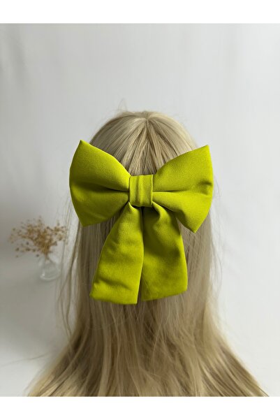 MegssStore مشبك أوتوماتيكي مزدوج بـ كريب فيونكة باللون الأخضر الفستقي