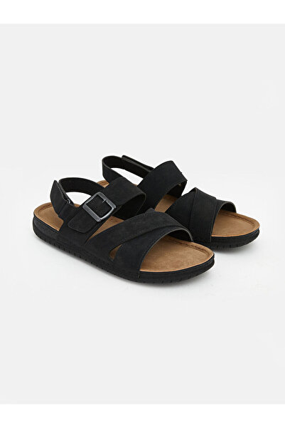 LC Waikiki Ανδρικά σανδάλια με μαύρες αγκράφες και Velcro