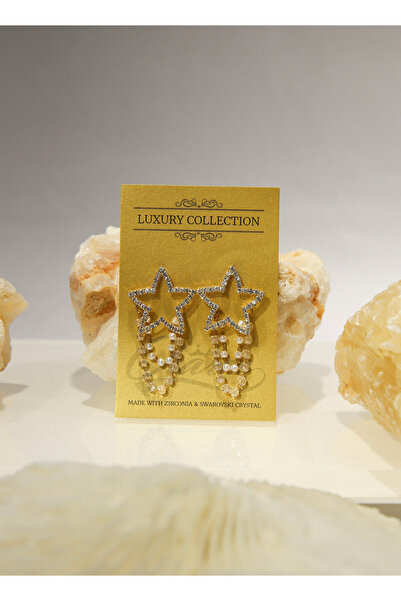 CHARM Cercei Golden Star Drop – Stea cu perle