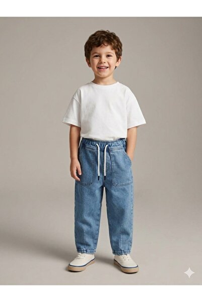 Motebarn Wear Pantaloni Comfort Fit denim pentru băieți - Jean albastru mediu...