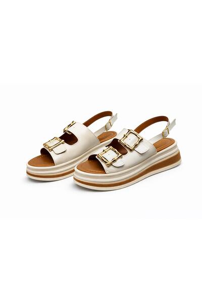 moun shoes Women's White Double Buckle Orthopedic Sole Daily Sandals